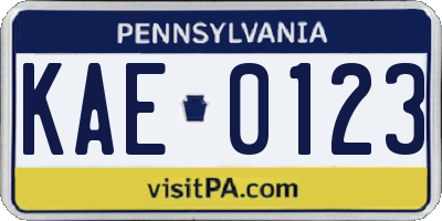 PA license plate KAE0123
