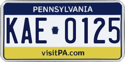 PA license plate KAE0125