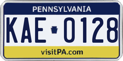 PA license plate KAE0128