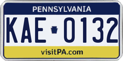 PA license plate KAE0132