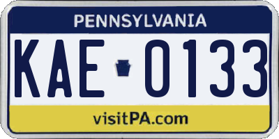 PA license plate KAE0133