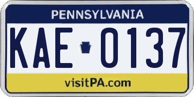 PA license plate KAE0137