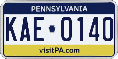 PA license plate KAE0140
