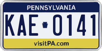 PA license plate KAE0141