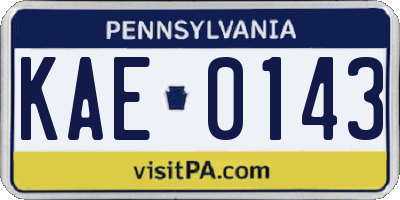 PA license plate KAE0143
