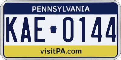 PA license plate KAE0144
