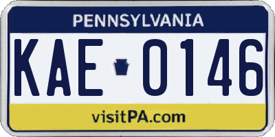 PA license plate KAE0146