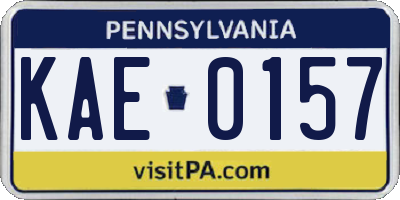 PA license plate KAE0157