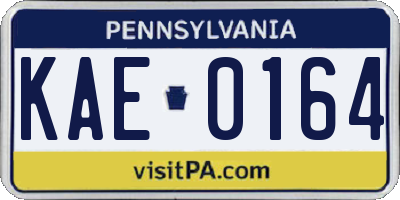 PA license plate KAE0164