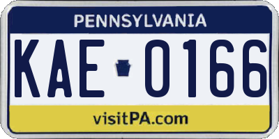 PA license plate KAE0166