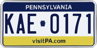 PA license plate KAE0171