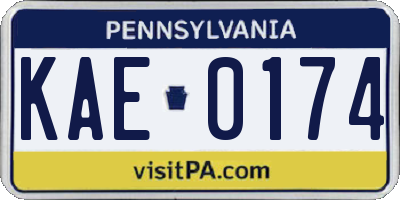PA license plate KAE0174