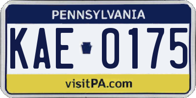 PA license plate KAE0175