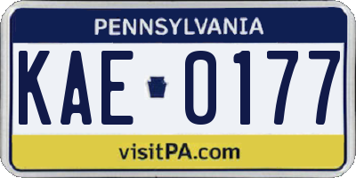 PA license plate KAE0177