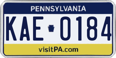 PA license plate KAE0184