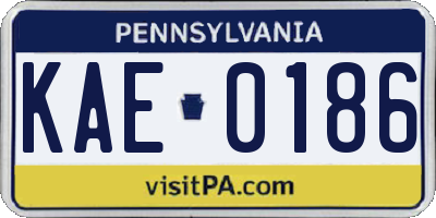 PA license plate KAE0186