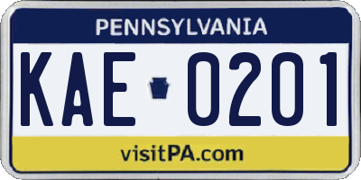 PA license plate KAE0201