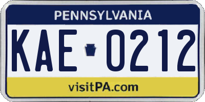 PA license plate KAE0212