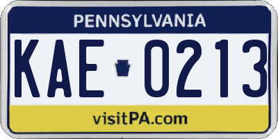 PA license plate KAE0213