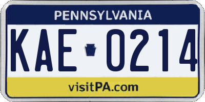 PA license plate KAE0214