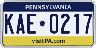 PA license plate KAE0217