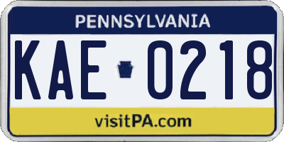 PA license plate KAE0218