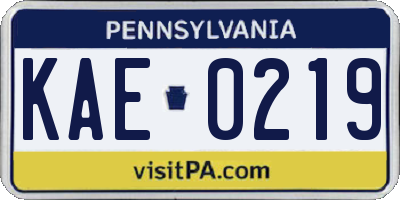 PA license plate KAE0219