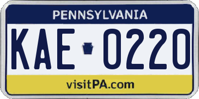 PA license plate KAE0220