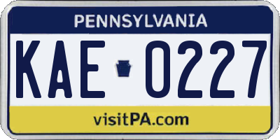 PA license plate KAE0227