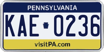 PA license plate KAE0236