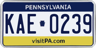 PA license plate KAE0239
