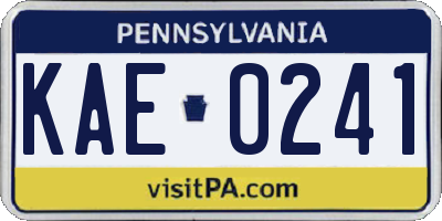 PA license plate KAE0241