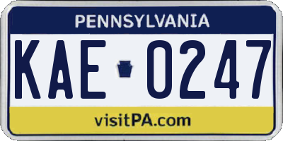 PA license plate KAE0247