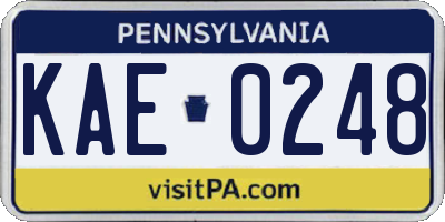 PA license plate KAE0248