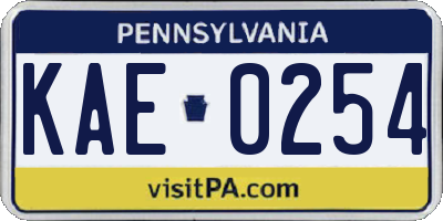 PA license plate KAE0254