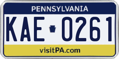 PA license plate KAE0261