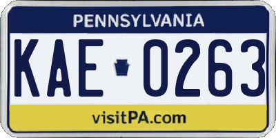 PA license plate KAE0263