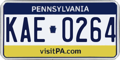 PA license plate KAE0264