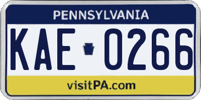 PA license plate KAE0266