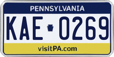 PA license plate KAE0269