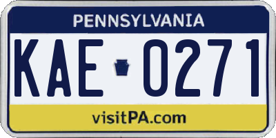 PA license plate KAE0271