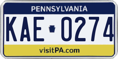 PA license plate KAE0274