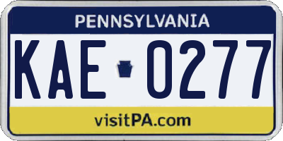PA license plate KAE0277