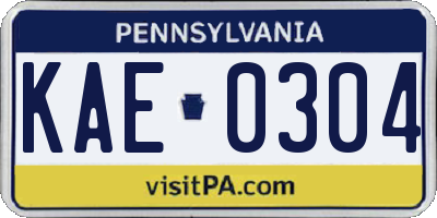 PA license plate KAE0304