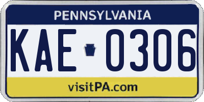 PA license plate KAE0306