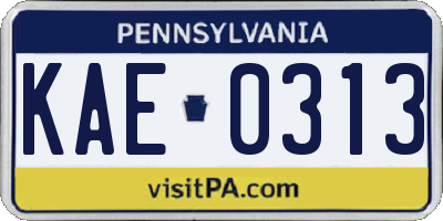 PA license plate KAE0313