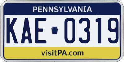 PA license plate KAE0319