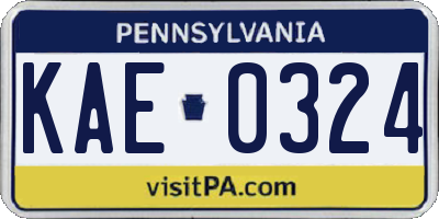 PA license plate KAE0324