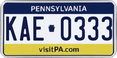 PA license plate KAE0333