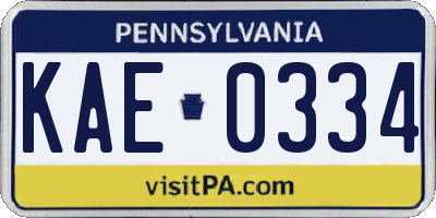 PA license plate KAE0334